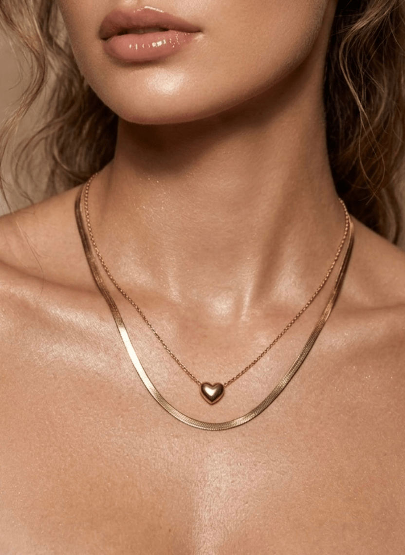 Golden Heart Layer necklace - EWS-CHA-009 - Luxeria