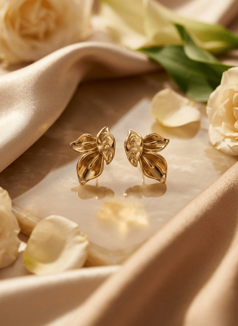 Golden Leaf Earrings - EWS-EAR-008-1 - Luxeria