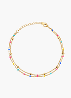 Golden Multi-Color Beaded Anklet - 6NAK-ANK-003-A - Luxeria