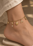 Golden Ocean Charm Anklet - NAK-ANK-006 - Luxeria