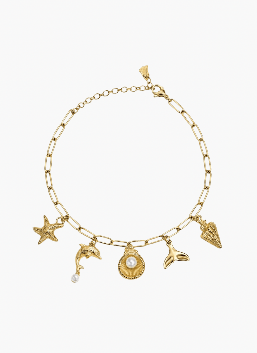 Golden Ocean Charm Anklet - NAK-ANK-006 - Luxeria