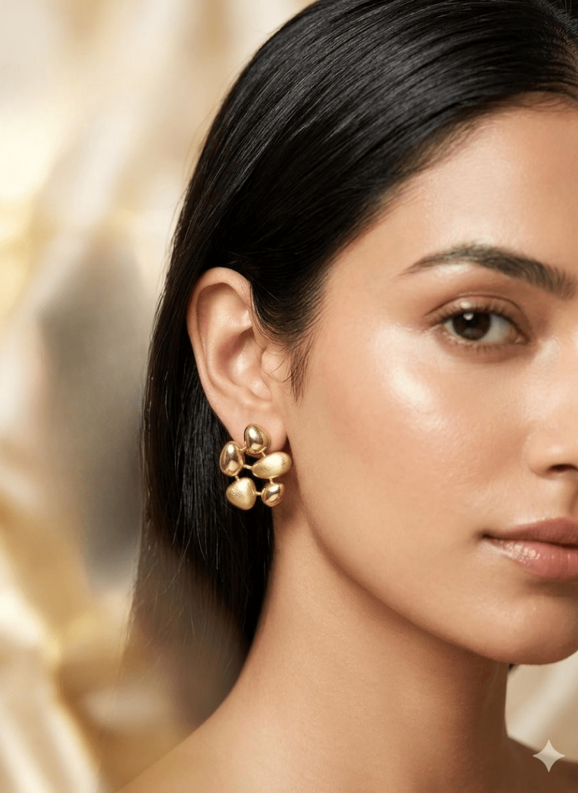 Golden Pebble Earrings - EWS-EAR-010-3 - Luxeria
