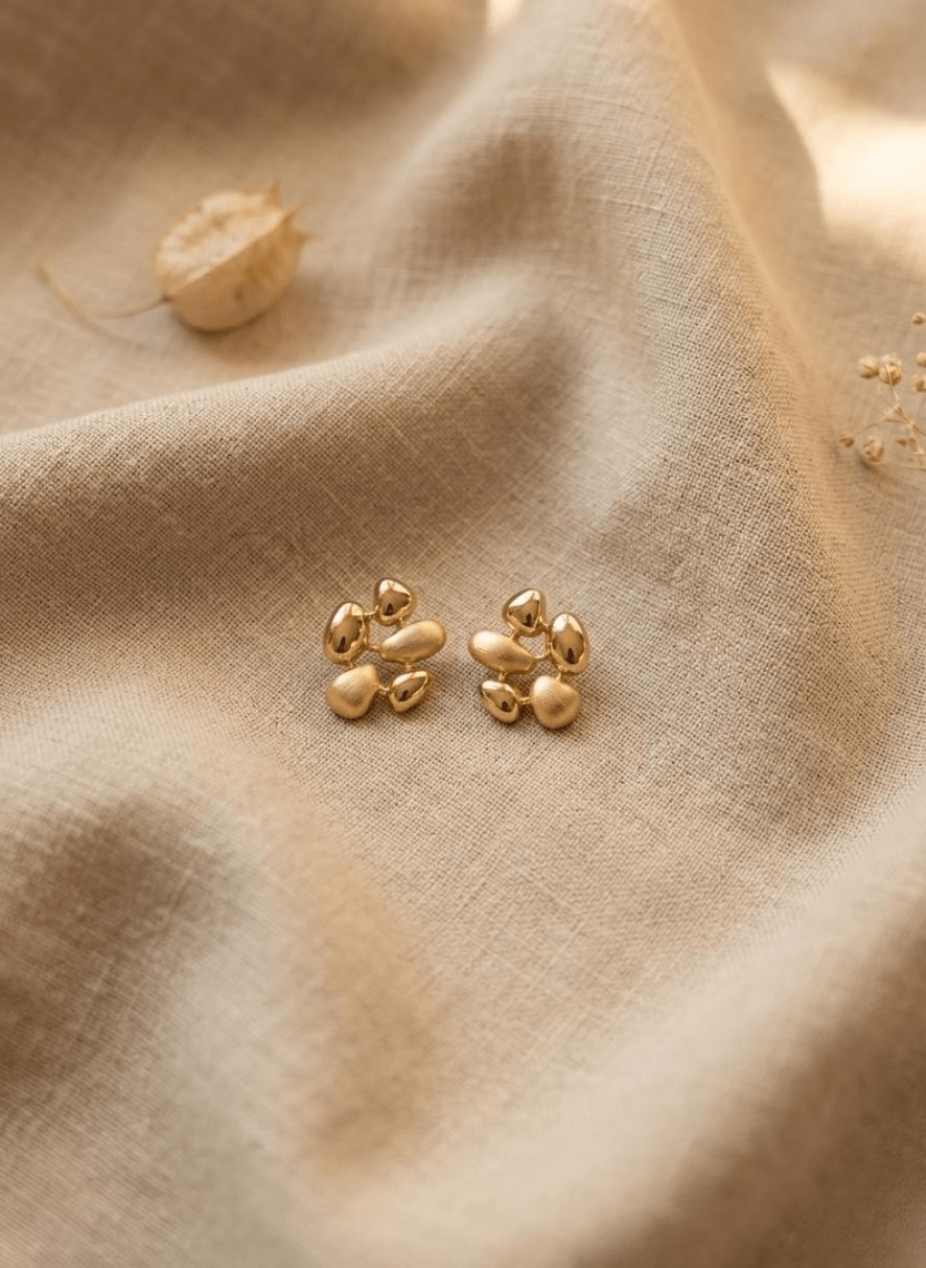 Golden Pebble Earrings - EWS-EAR-010-3 - Luxeria