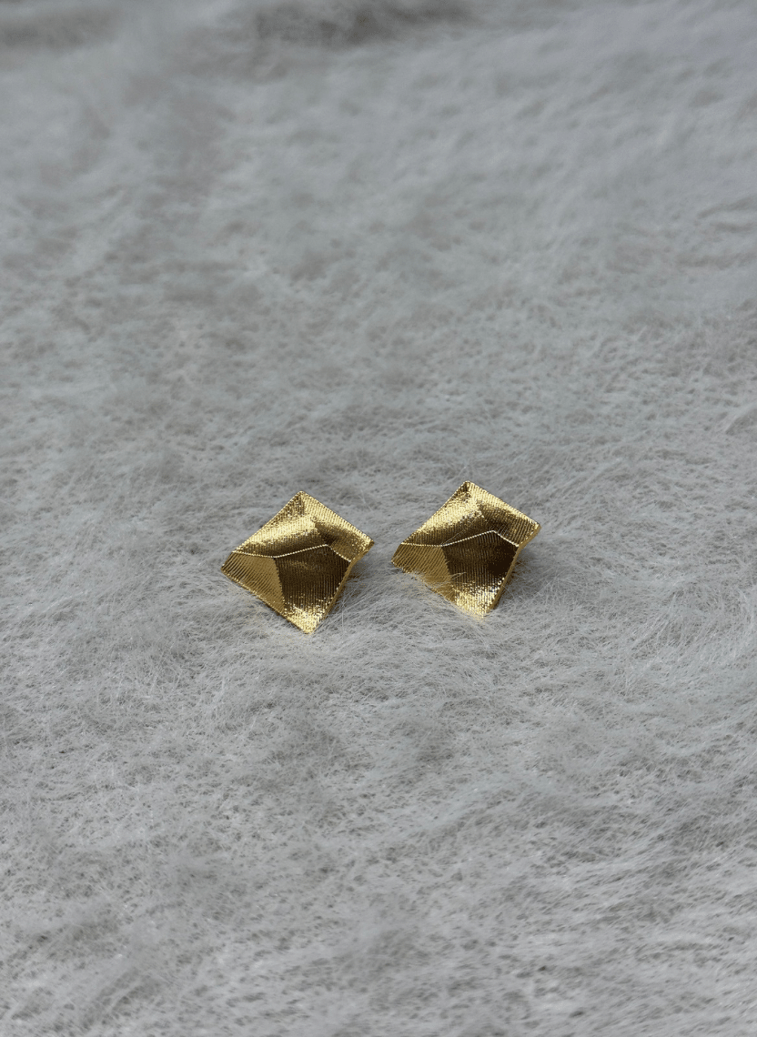 Golden Pyramid Stud Earrings - NAK-EAR-008 - Luxeria