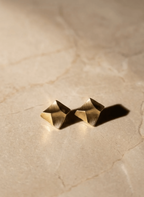 Golden Pyramid Stud Earrings - NAK-EAR-008 - Luxeria