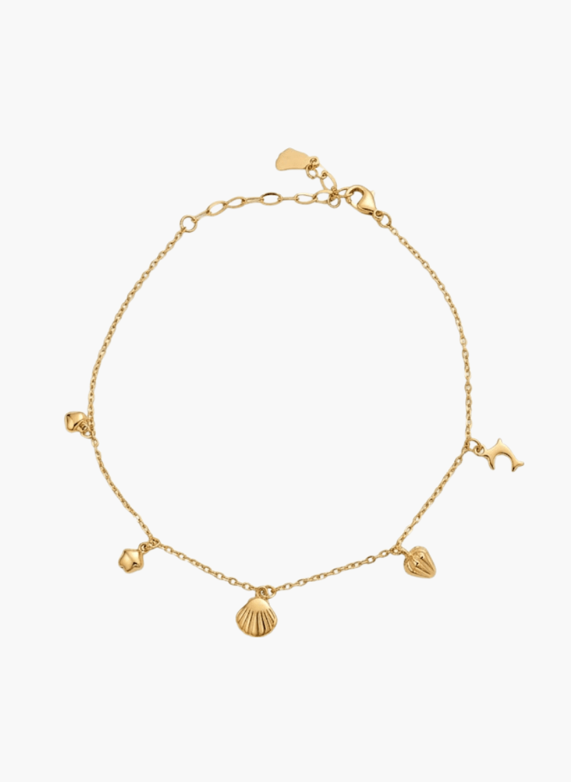 Golden Seashell Charm Anklet - NAK-ANK-002-C - Luxeria