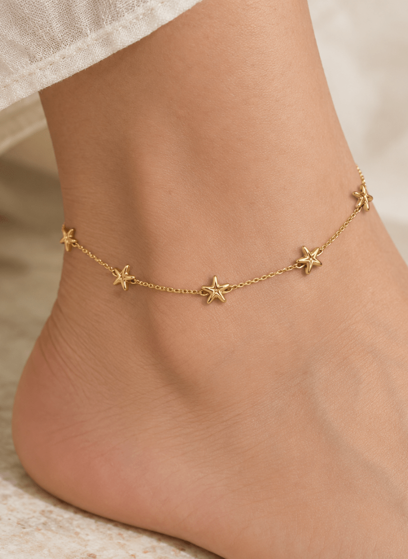 Golden Star Charm Anklet - 6NAK-ANK-004-A - Luxeria