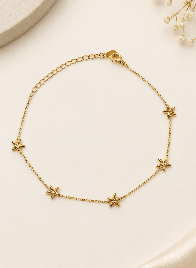 Golden Star Charm Anklet - 6NAK-ANK-004-A - Luxeria