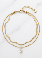 Golden Teardrop Crystal Anklet - LUX-ANK-C3-3 - Luxeria