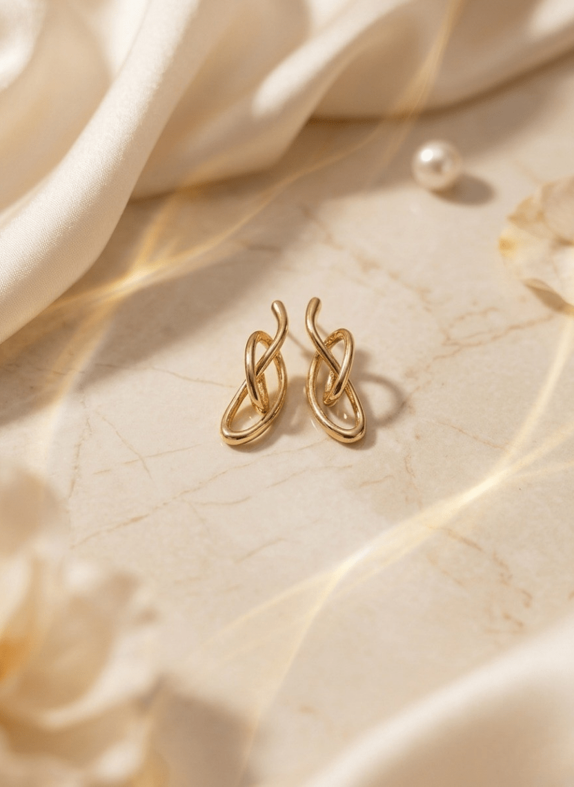 Golden Twist Earrings - NAK-EAR-004-2 - Luxeria