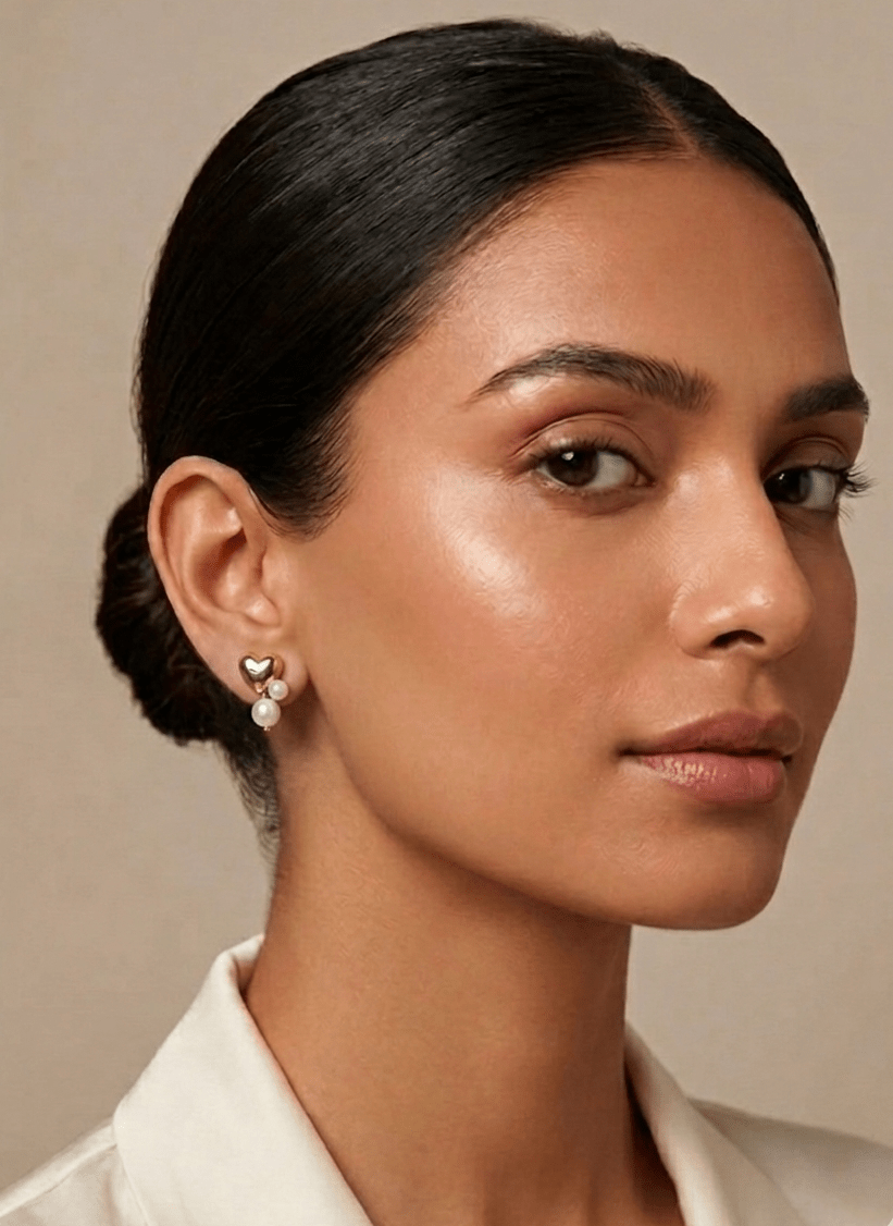 Heart Pearl Stud Earrings - NAK-EAR-002 - Luxeria