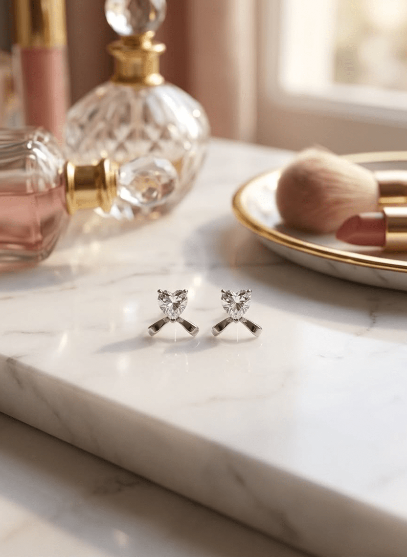 Heart Spark Stud Earrings - LUXEAR-AA21 - Luxeria