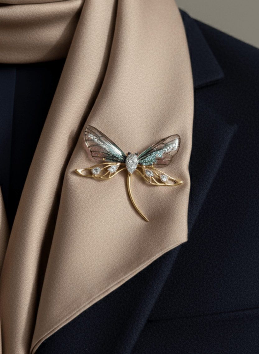 Colorful Iridescent Dragonfly Brooch Pin - WEB-B-006 - Luxeria