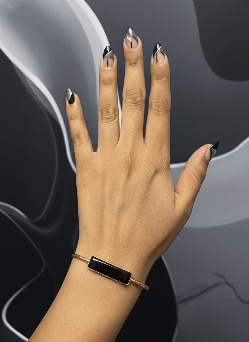 Jetstone Cuff Brass Bracelet - WEB-K-15 - Luxeria