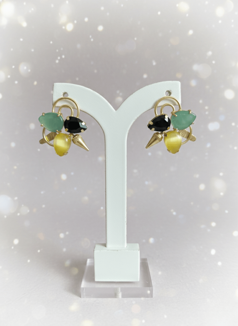 Jungle Jewel Brass Stud Earrings - WEB-E-010 - Luxeria