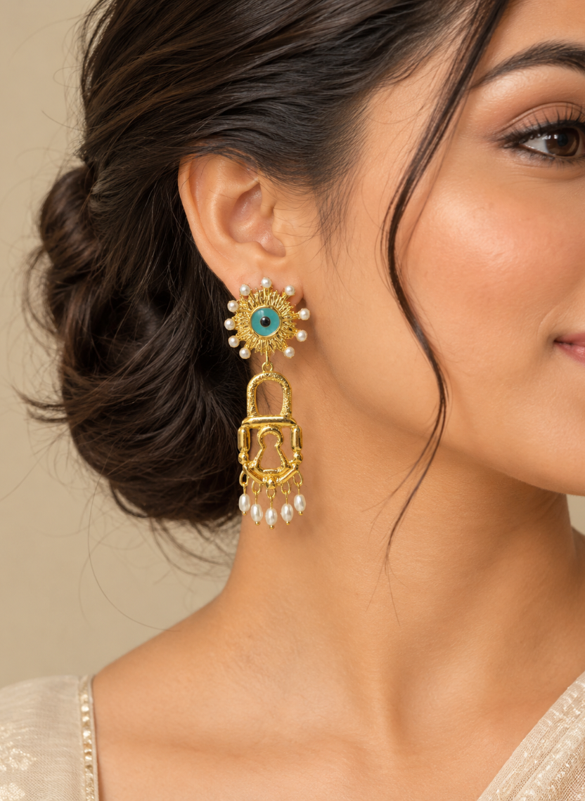 Evil Eye Lock Earrings