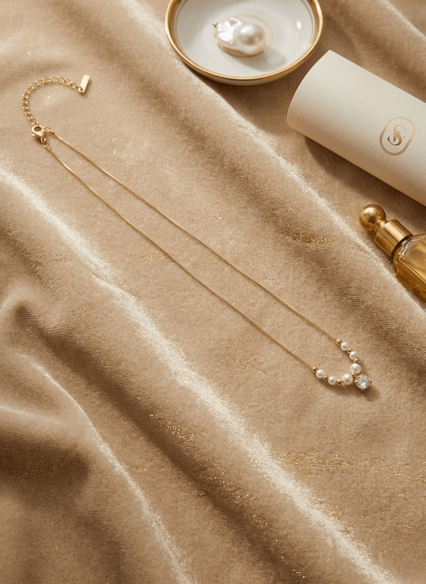 Luna Pearl Glow Necklace - NAK-CHA-006 - Luxeria