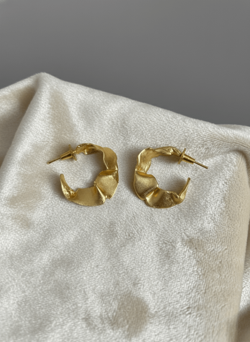 Midas Fold Brass Hoop Earrings - WEB-E-004 - Luxeria