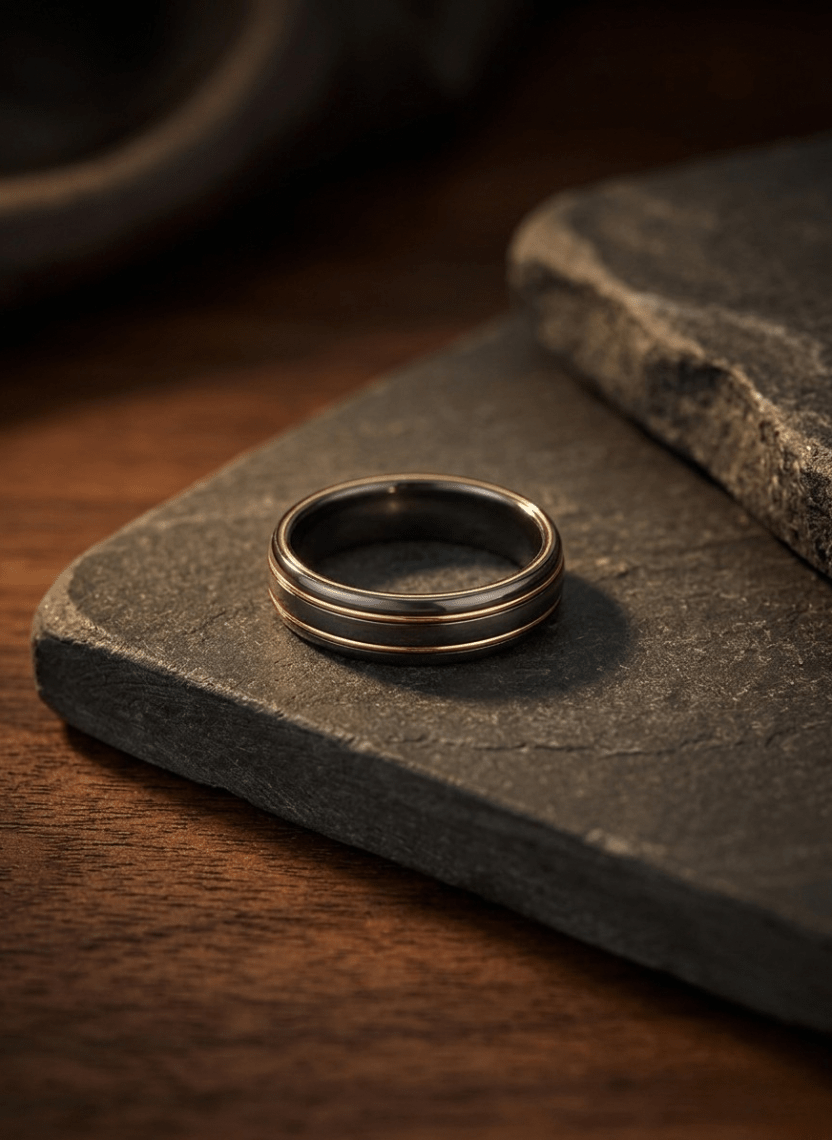 Midnight Edge Ring Men’s Ring - HOT-RIN-007-1 - Luxeria