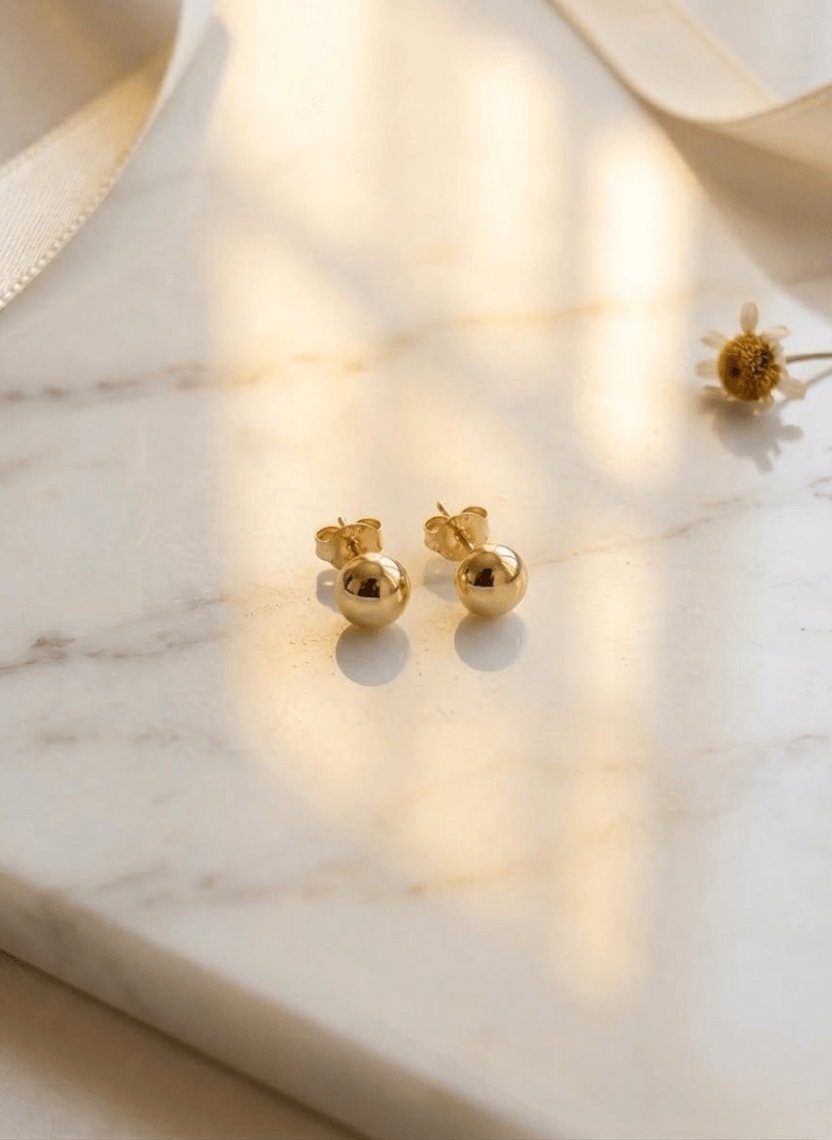 Mini Gold Stud Earrings - LUXEAR-AA9-3 - Luxeria