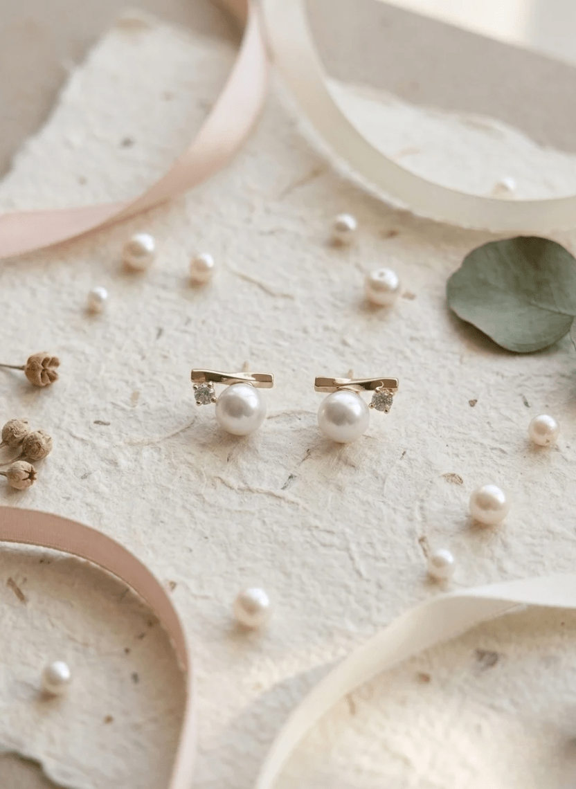 Minimal Pearl Stud Earring - NAK-EAR-003 - Luxeria