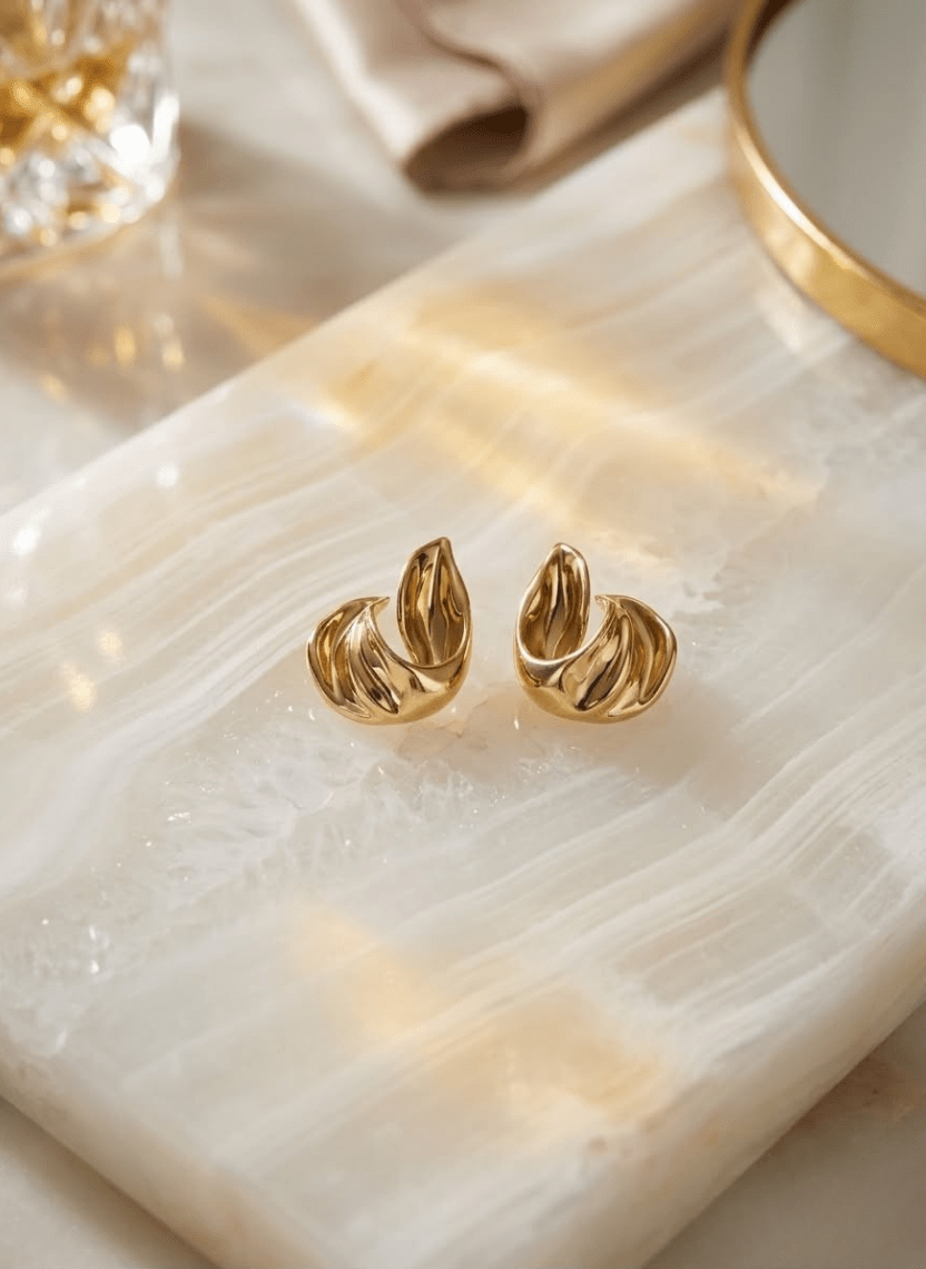 Molten Wave Earrings - EWS-EAR-008-2 - Luxeria