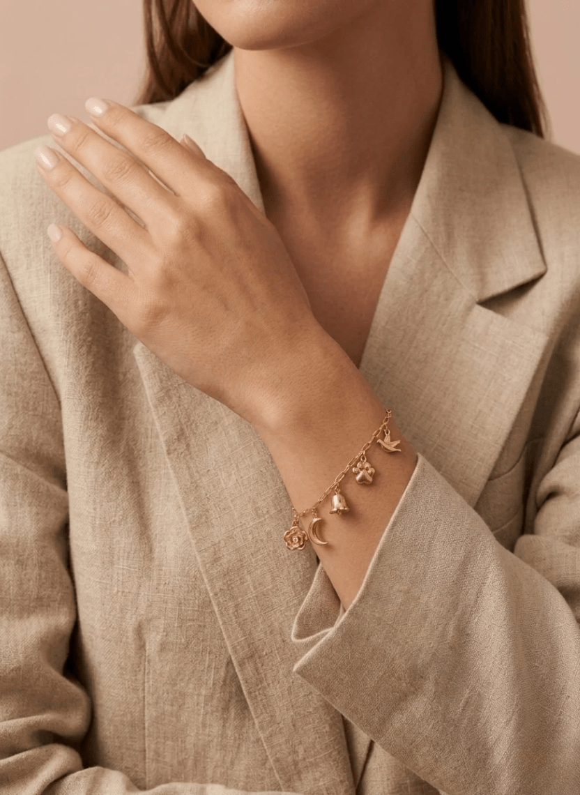 Moon Charm Bracelet - LUXBLT-C3-35 - Luxeria