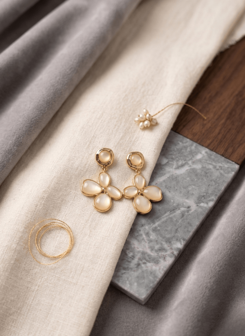Moon Petal Earrings - LUXEAR-AA38 - Luxeria