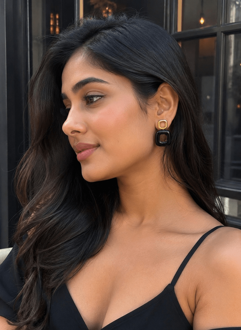 Noir Frame Earrings - NAK-EAR-001 - Luxeria