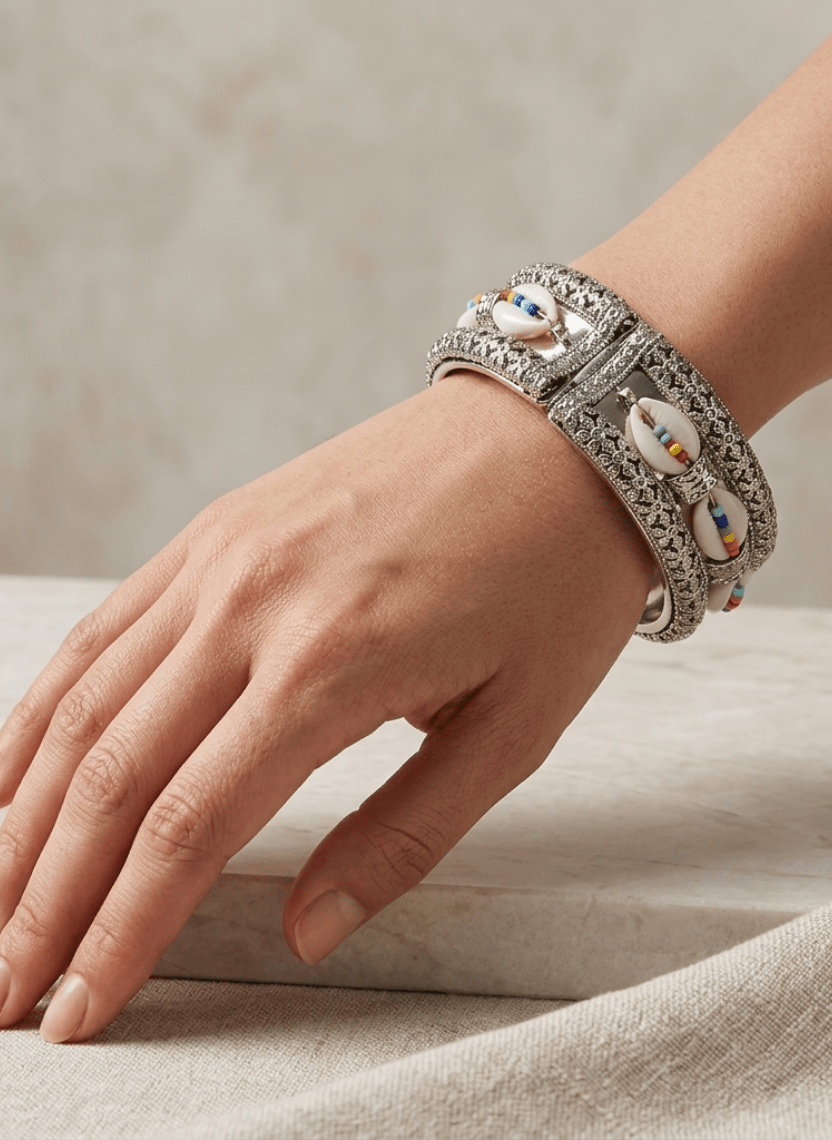 Oxidised Boho Shell Kada -  - Luxeria