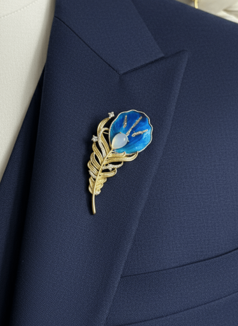 Colorful Peacock Feather Enamel Brooch Pin - WEB-B-008 - Luxeria