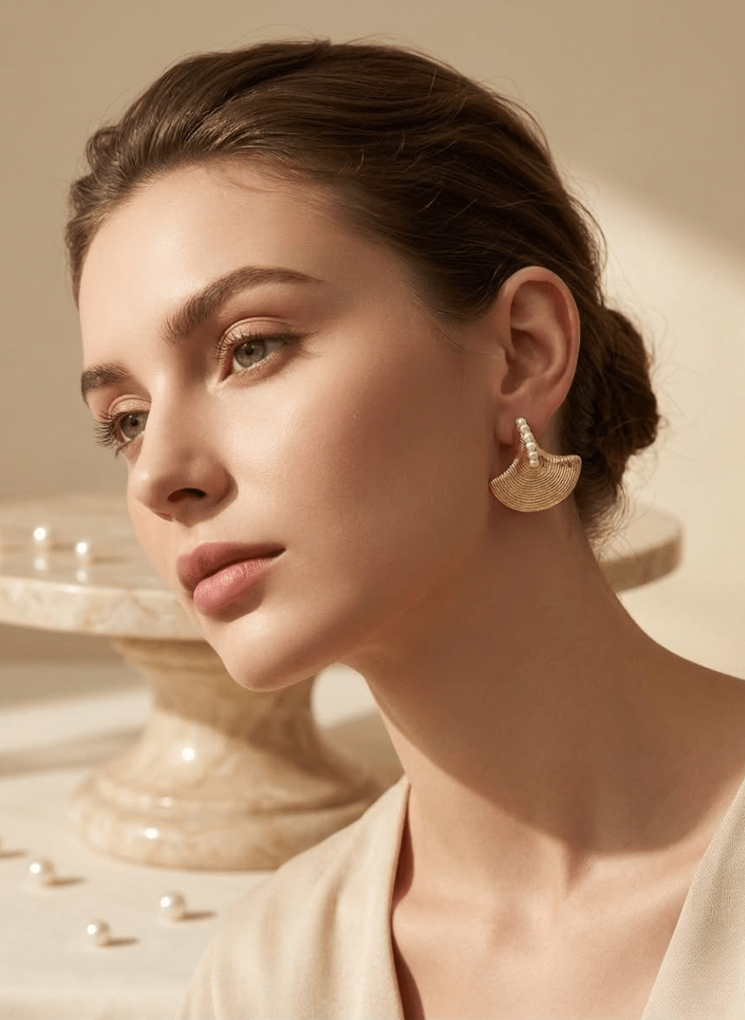 Pearl Arc Stud Earrings - EWS-EAR-002 - Luxeria