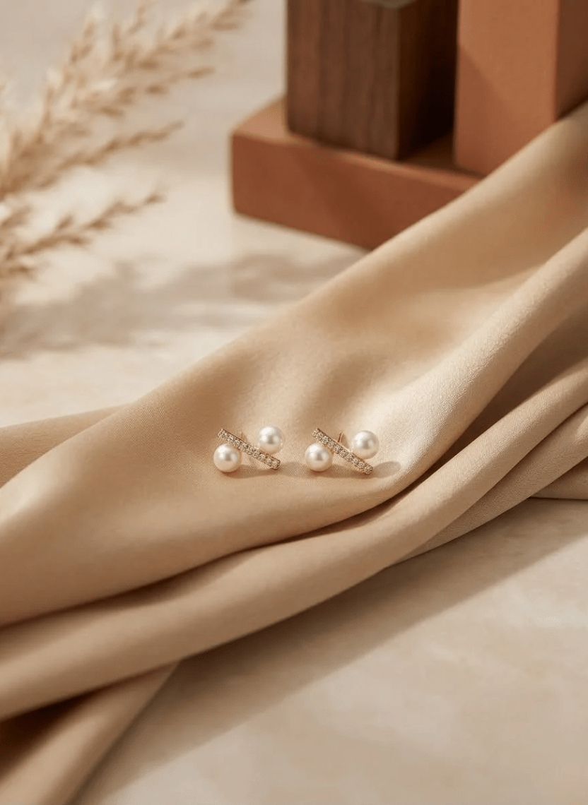 Pearl Shine Stud Earrings - NAK-EAR-003-1 - Luxeria