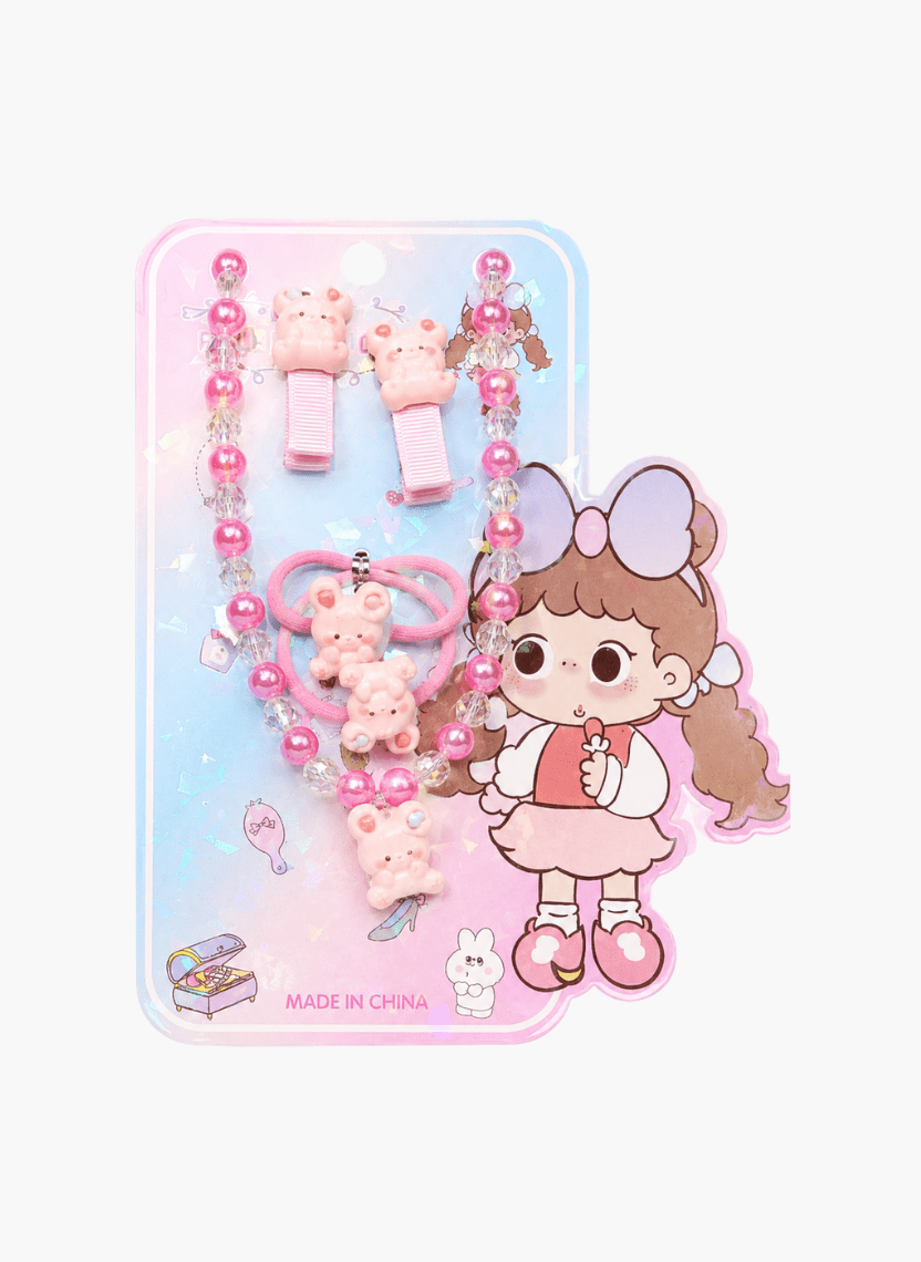 Pink Bear Beaded Kids Jewellery Set - HOT-KID-001-B - Luxeria