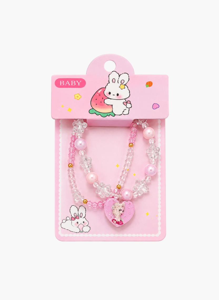 Pink Heart Beaded Kids Bracelet - HOT-KID-002-B - Luxeria