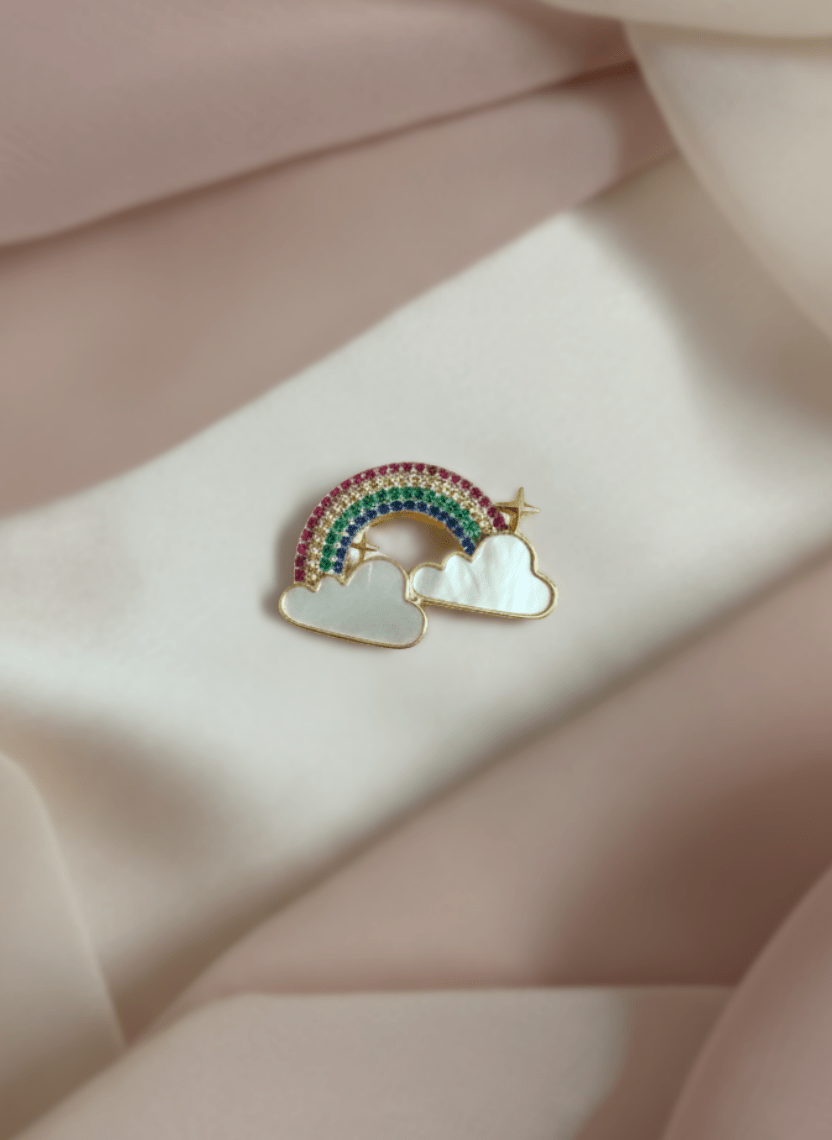 Rainbow Brooch Pin with Cloud - WEB-B-009 - Luxeria