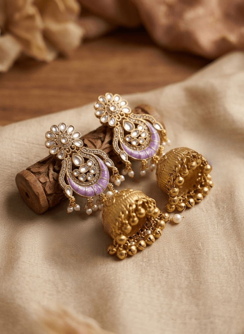 Royal Lavender Kashmiri Earring - HOT-EAR-20 - Luxeria