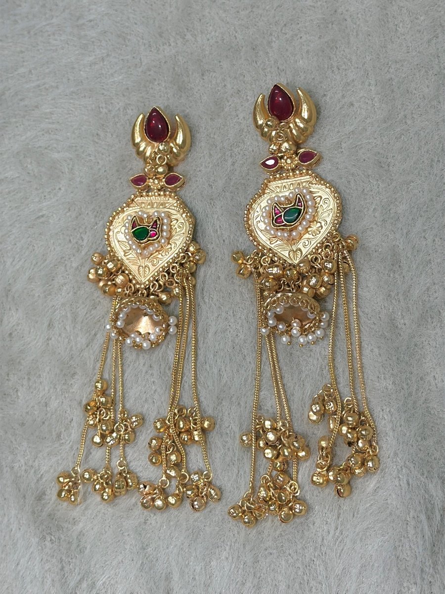 Royal Pearl Tassels Kashmiri Earrings - HOT-EAR-022 - Luxeria