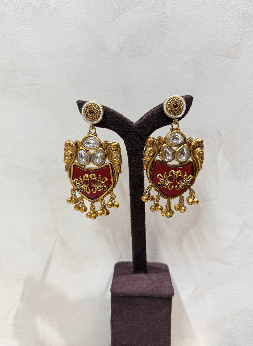Royal Red Kashmiri Earrings - HOT-EAR-028-1 - Luxeria