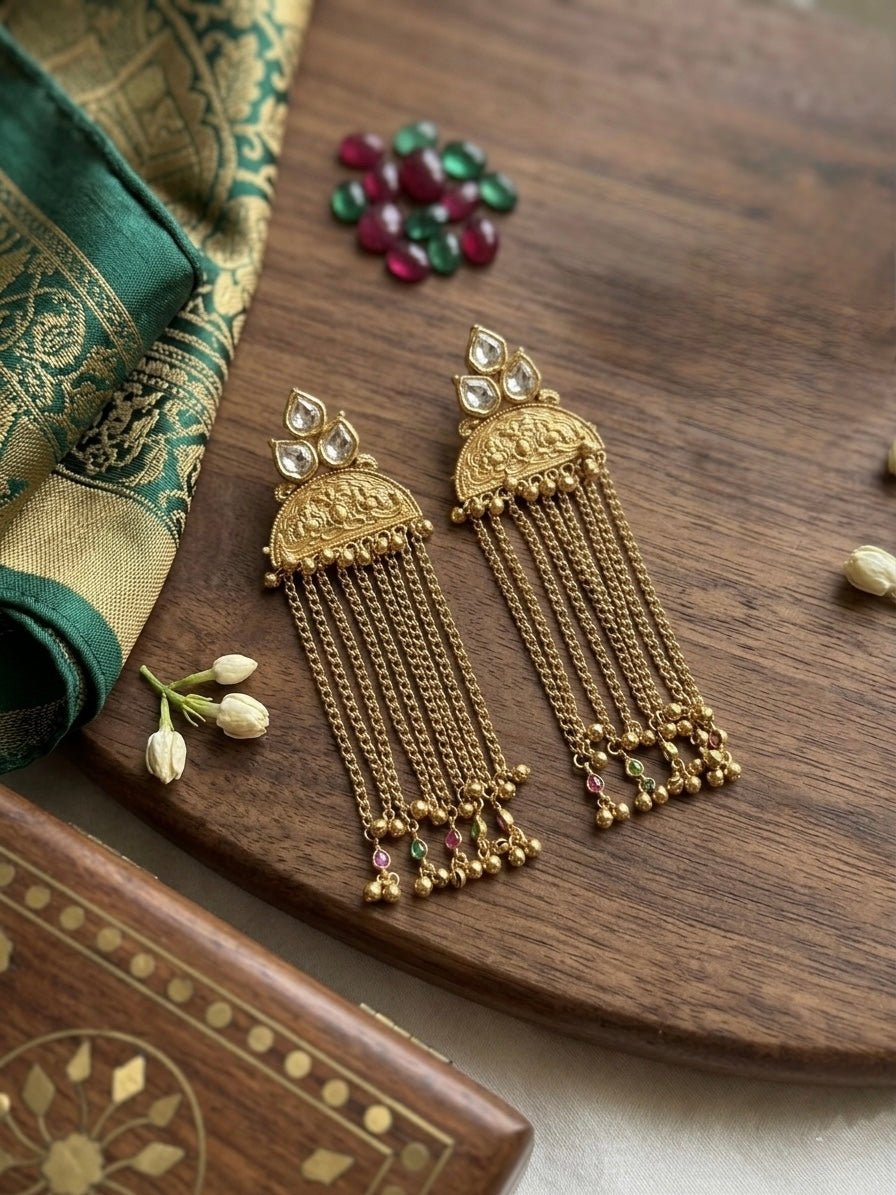 Royal Tassel Kashmiri Earrings - HOT-EAR-025 - Luxeria