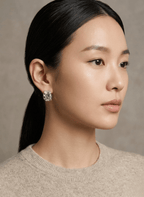 Silver Crushed Stud Earrings - EWS-EAR-009 - Luxeria