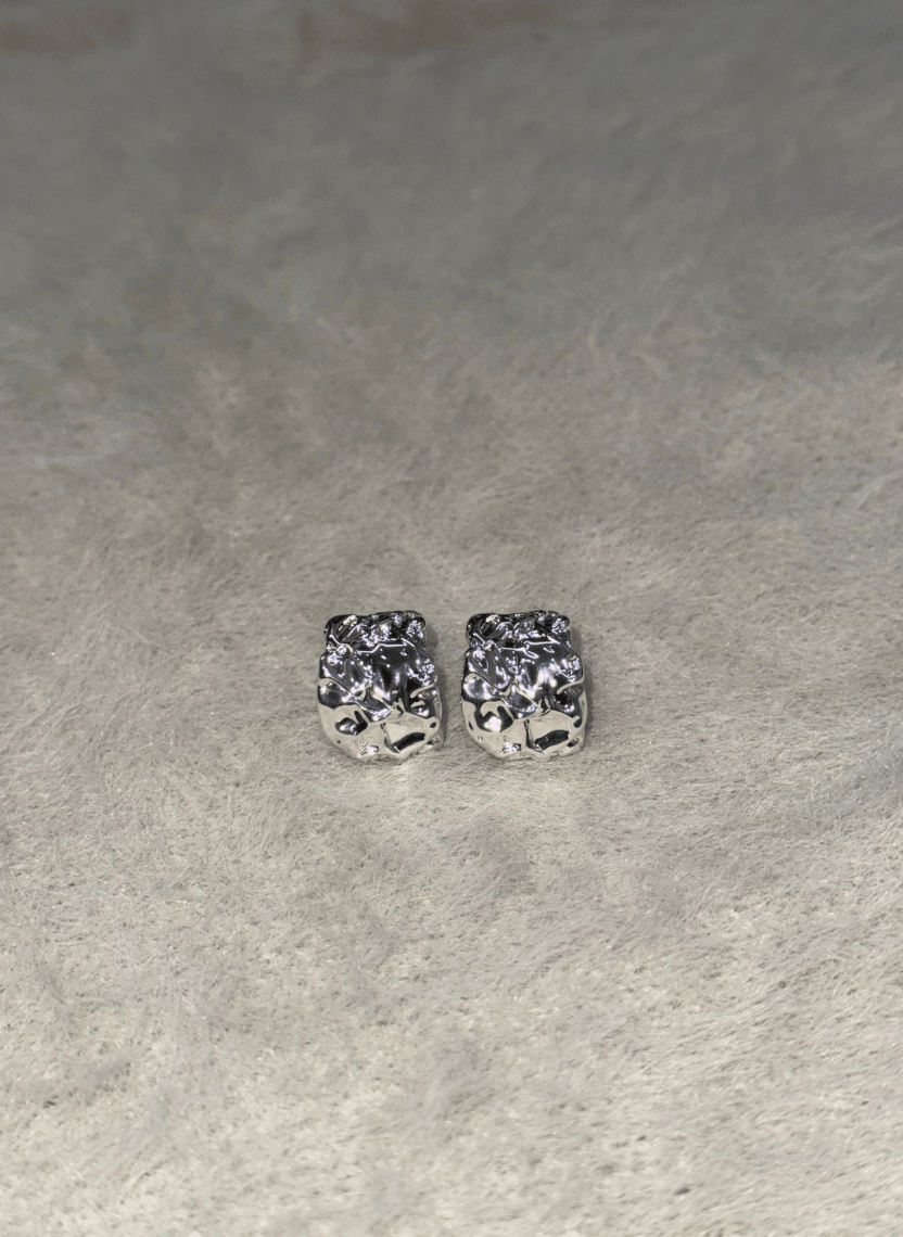 Silver Crushed Stud Earrings - EWS-EAR-009 - Luxeria