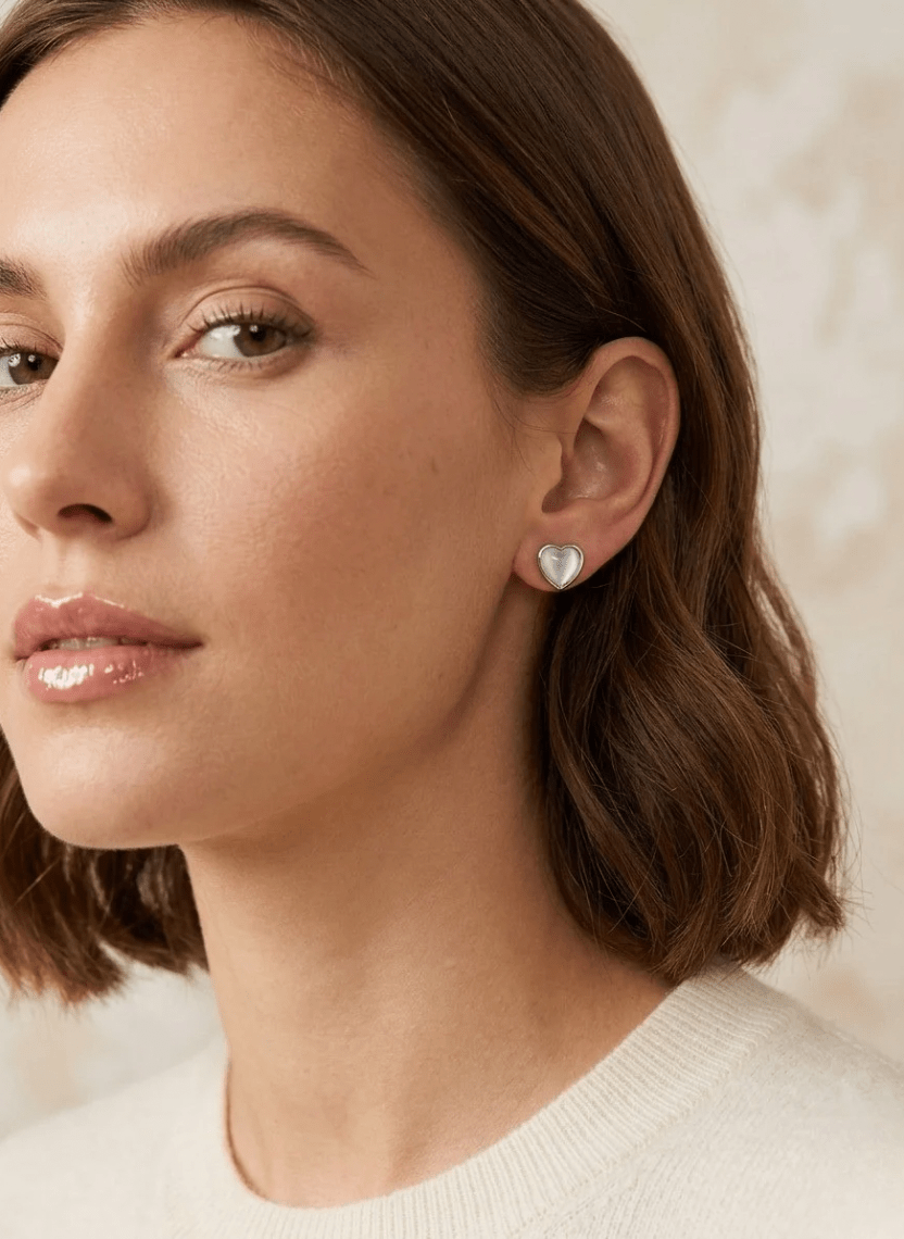 Silver Heart Stud Earrings - LUXEAR-AA20-1 - Luxeria
