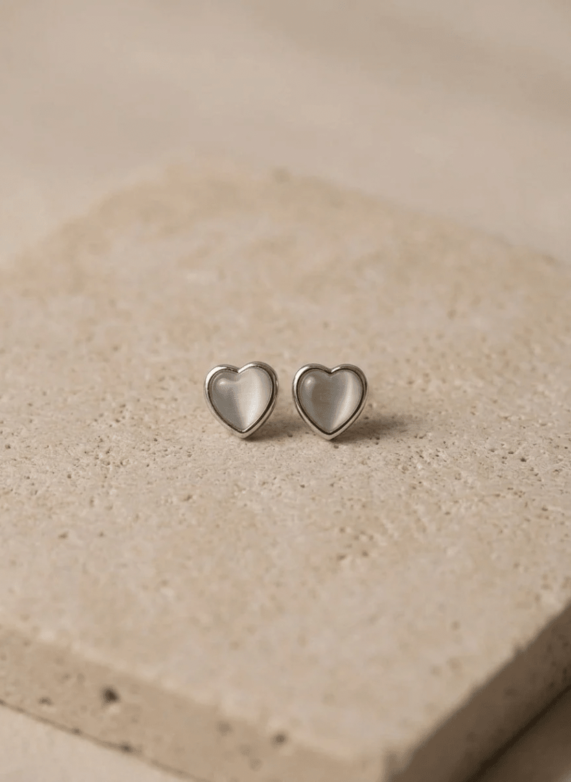 Silver Heart Stud Earrings - LUXEAR-AA20-1 - Luxeria