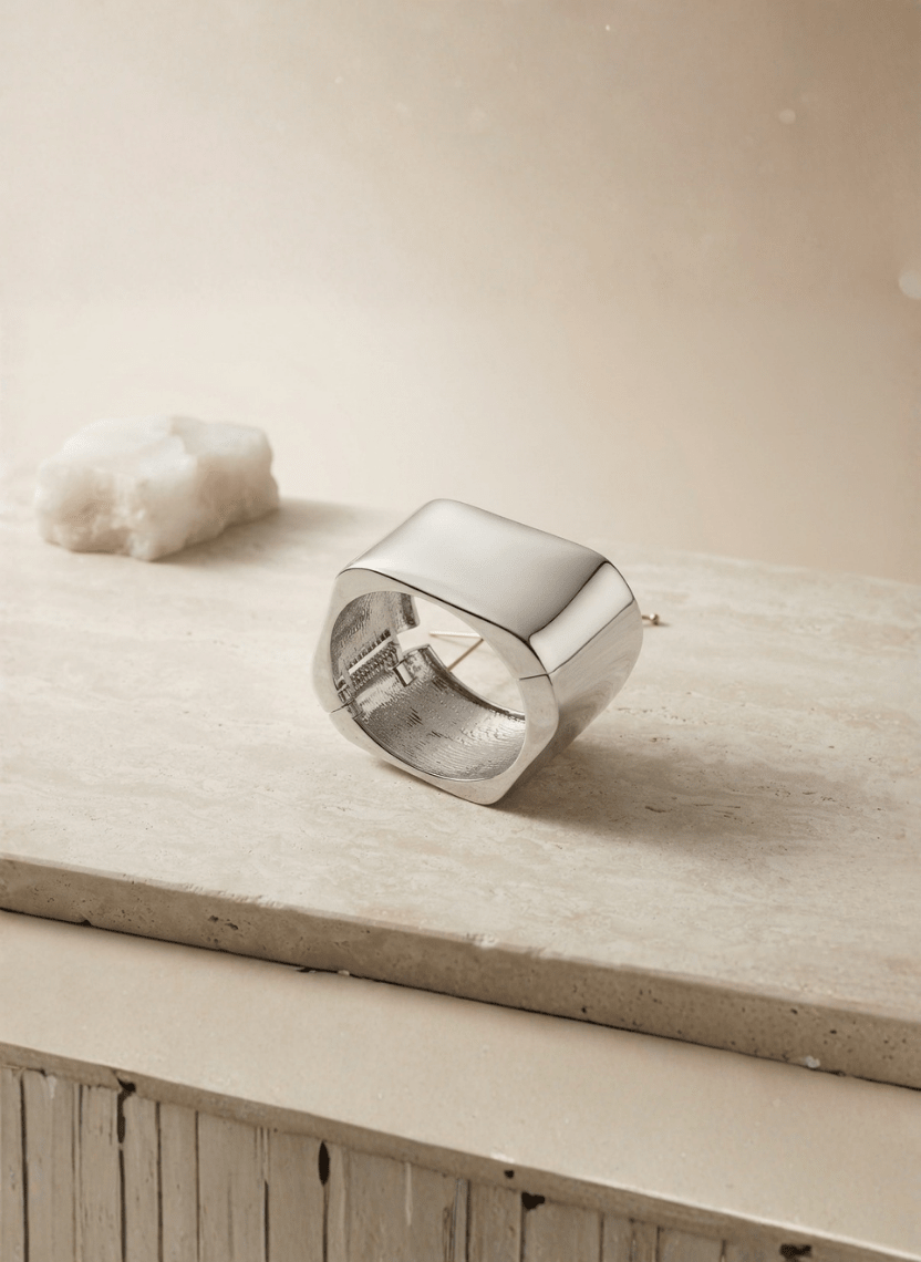 Silver Square Hinged Kada -  - Luxeria