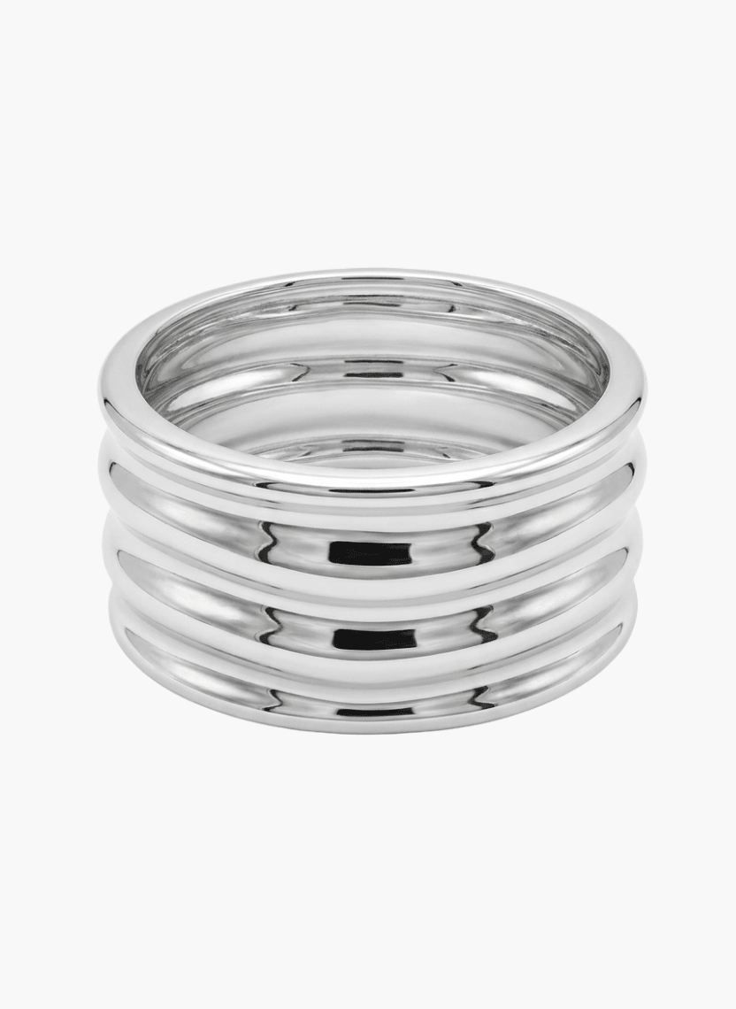 Silver Tiered Ribbed Kada -  - Luxeria