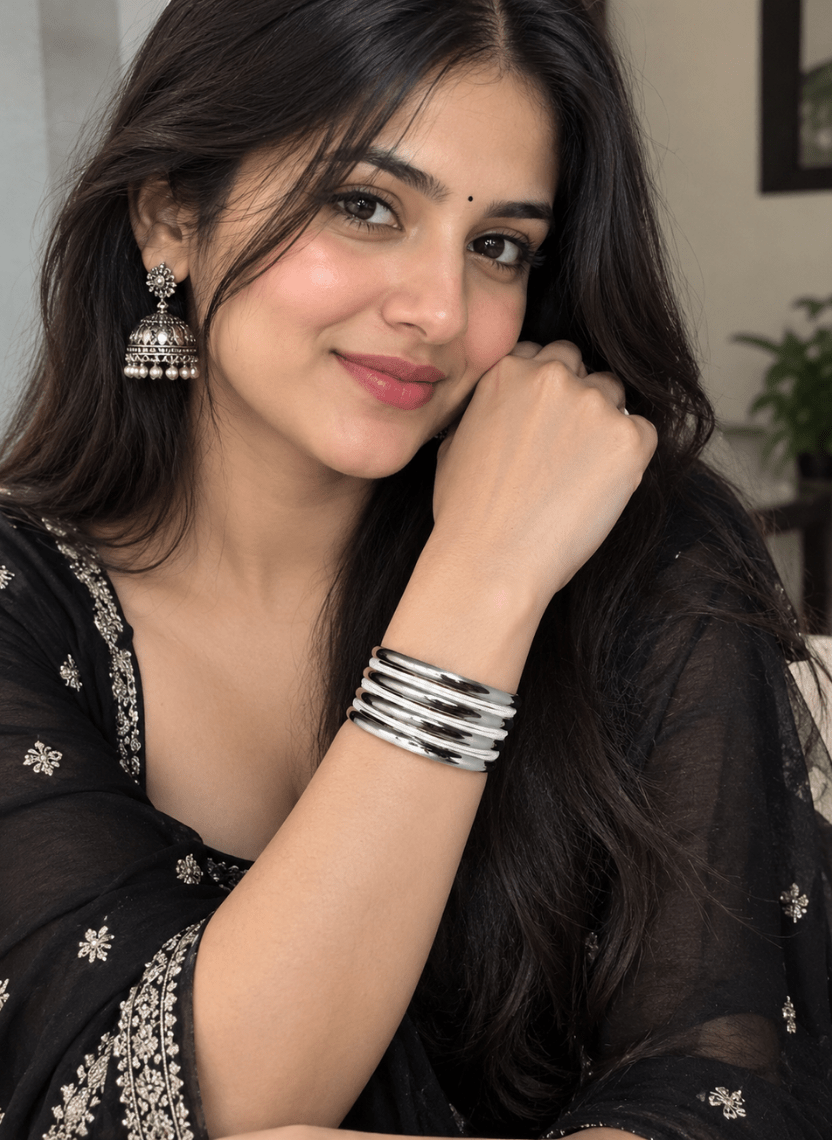 Silver Tiered Ribbed Kada -  - Luxeria