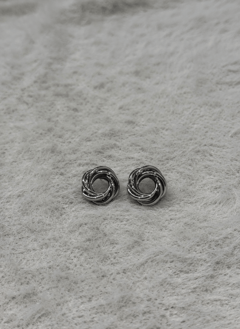 Silver Twisted Stud Earrings - EWS-EAR-006 - Luxeria