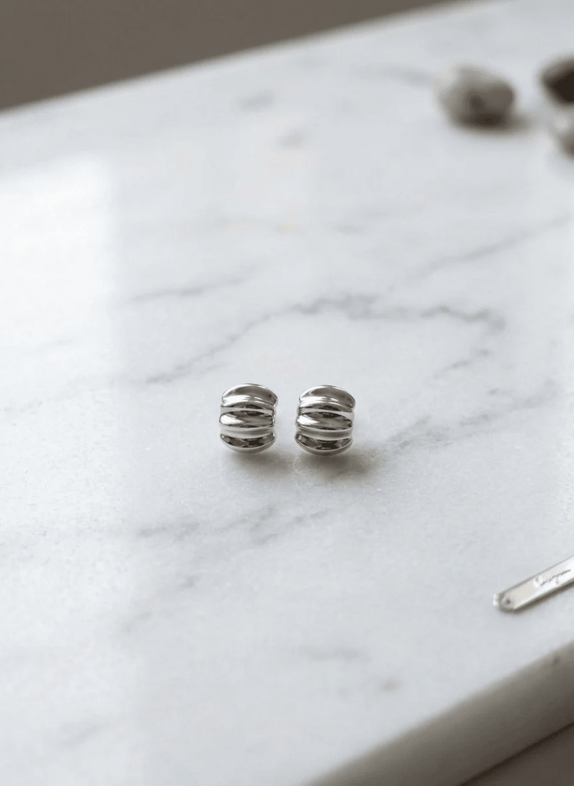 Silver Wave Stud Earrings - LUXEAR-AA26 - Luxeria