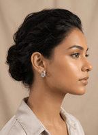 Silver Wave Stud Earrings - LUXEAR-AA26 - Luxeria
